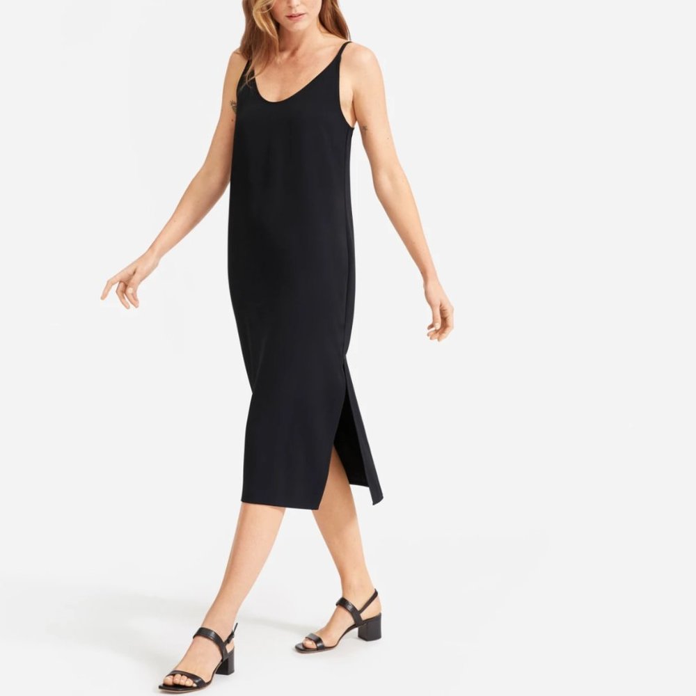 Everlane Japanese GoWeave Black Slip Dress